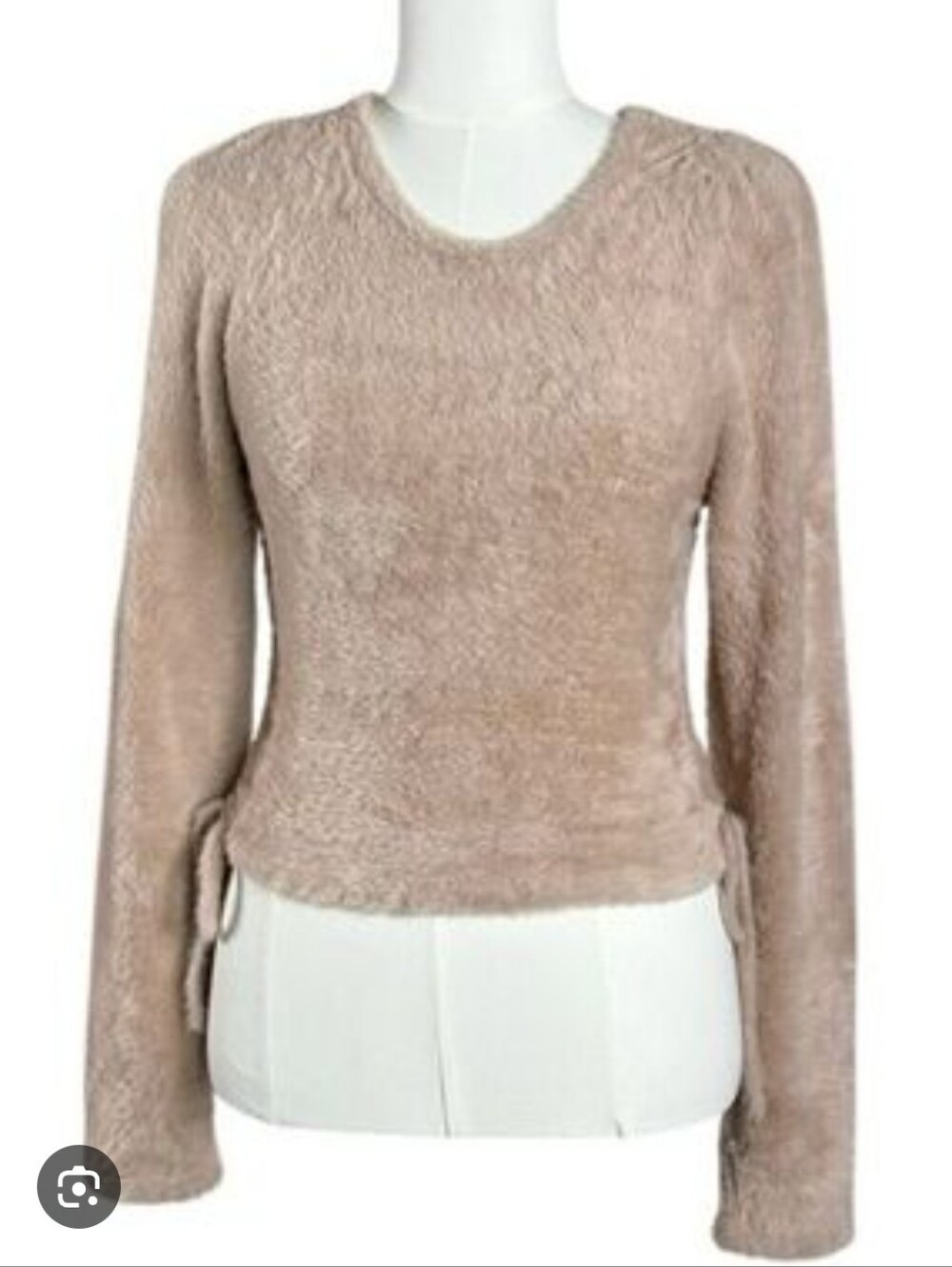 For Love & Lemons NWT Light Tan Fuzzy Soft Cropped Sweater Size XS